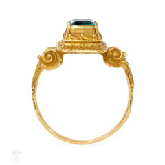 Antique gold and emerald Renaissance style ring