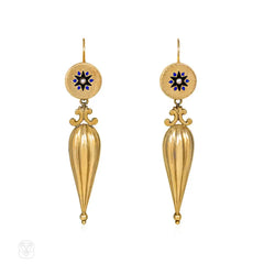 Antique gold and enamel amphora earrings, Russia