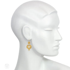 Antique gold and enamel archaeological revival earrings