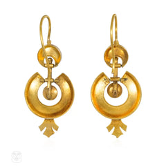 Antique gold and enamel archaeological revival earrings