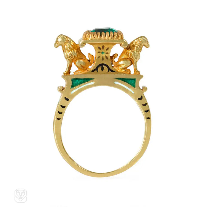 Antique Gold And Enamel Egyptian Revival Ring