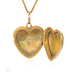 Antique gold and enamel heart locket