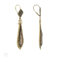 Antique gold and enamel mourning earrings