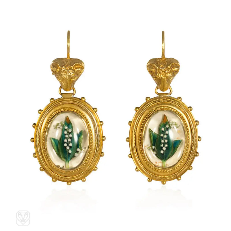 Antique Gold And Essex Crystal Earrings