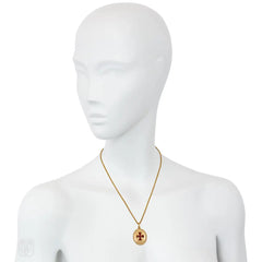Antique gold and garnet locket and chain