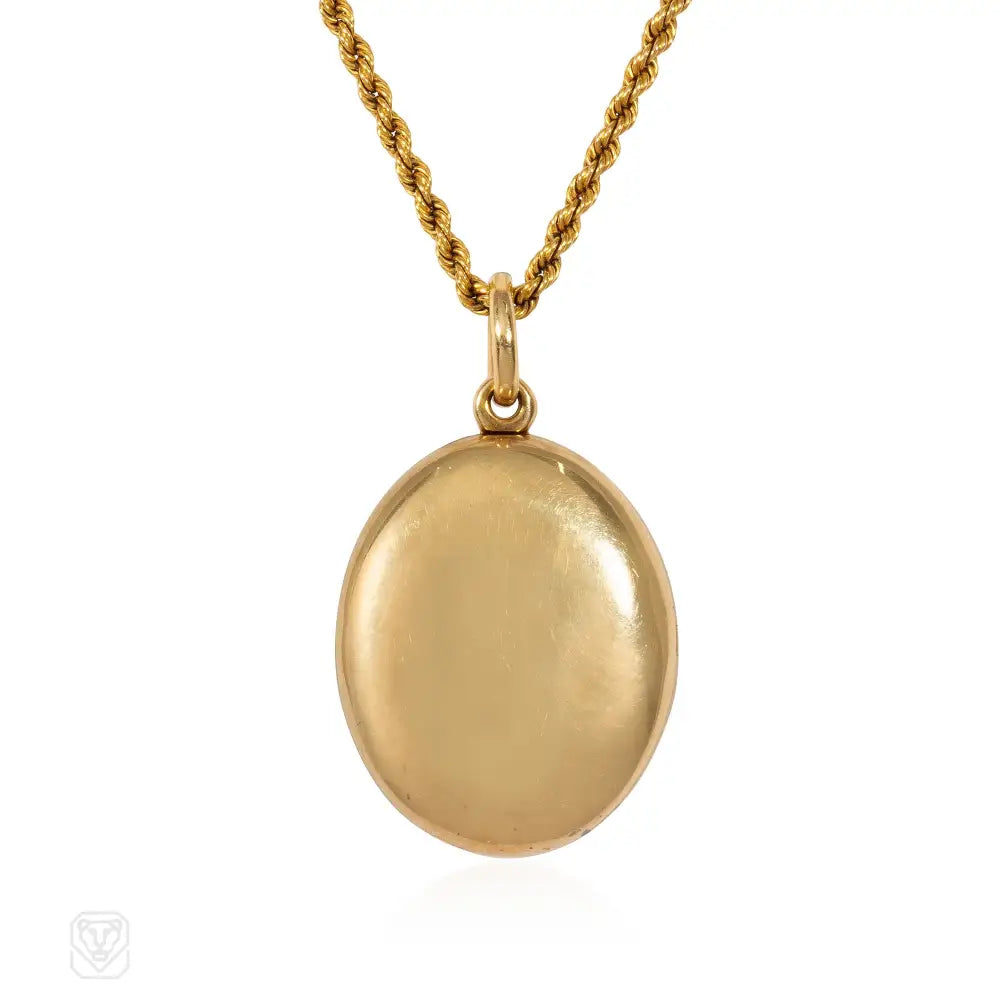 Antique gold and garnet locket and chain
