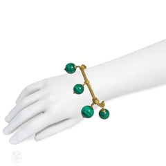 Antique gold and malachite archaeological revival bracelet