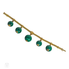 Antique gold and malachite archaeological revival bracelet