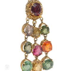 Antique gold and multi-stone fringe earrings
