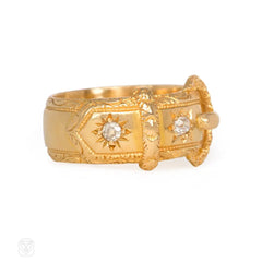 Antique gold and old-mine diamond garter ring