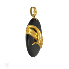 Antique gold and onyx snake locket