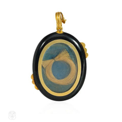 Antique gold and onyx snake locket