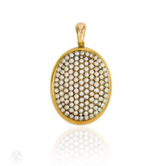 Antique gold and pavé pearl locket