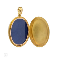 Antique gold and pavé pearl locket
