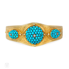 Antique gold and pavé turquoise bracelet