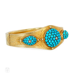 Antique gold and pavé turquoise bracelet