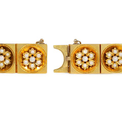 Antique gold and pearl flower bracelet