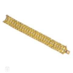 Antique gold and pearl plaque bracelet