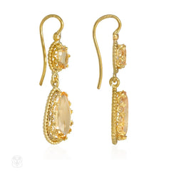 Antique gold and precious topaz earrings