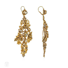 Antique gold and rose diamond chandelier earrings