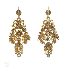 Antique gold and rose diamond chandelier earrings
