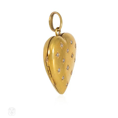 Antique gold and rose diamond heart locket