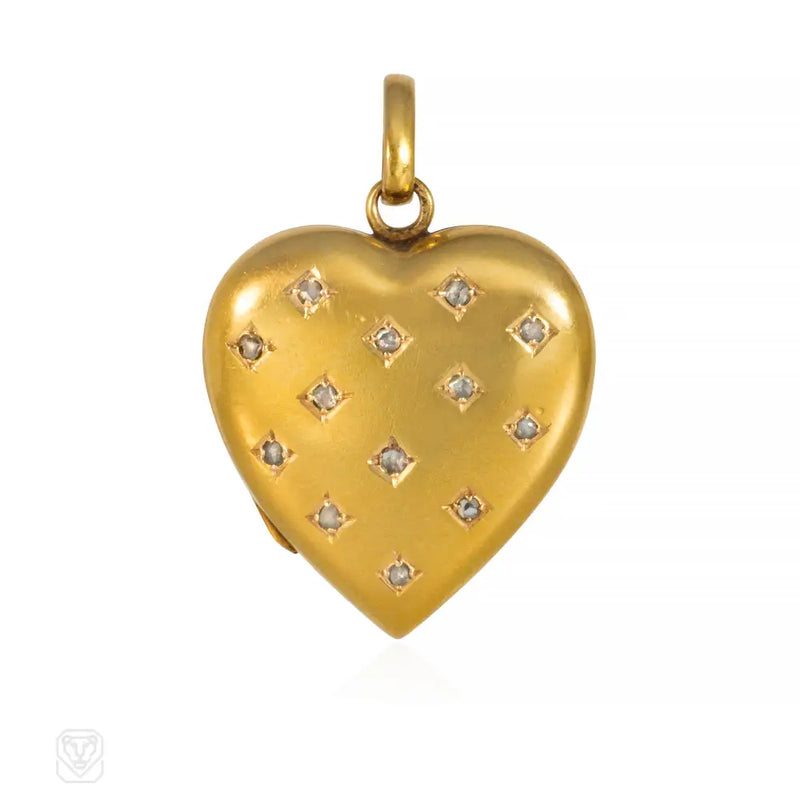 Antique Gold And Rose Diamond Heart Locket