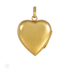 Antique gold and rose diamond heart locket