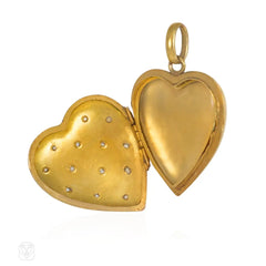 Antique gold and rose diamond heart locket