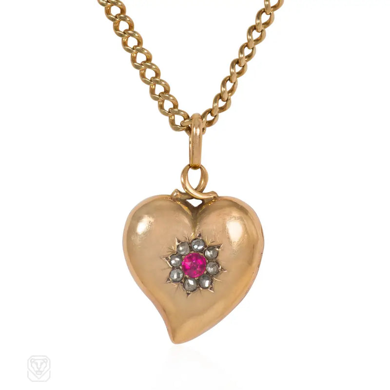 Antique Gold And Ruby Witch’s Heart Pendant Locket