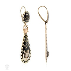 Antique gold and Swiss enamel earrings