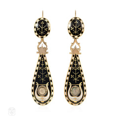 Antique gold and Swiss enamel earrings