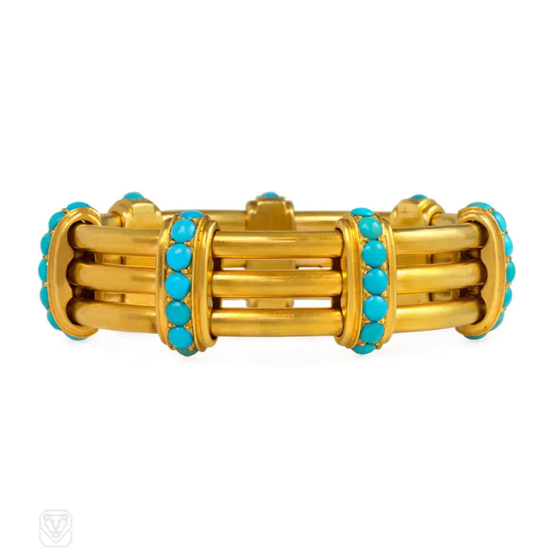 Antique Gold And Turquoise Bracelet