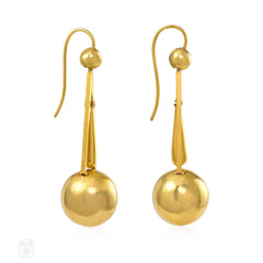 Antique gold ball pendant earrings