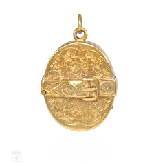 Antique gold belt buckle locket