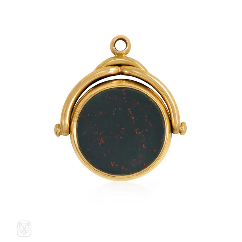 Antique Gold Bloodstone And Carnelian Swivel Pendant