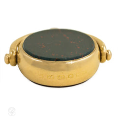 Antique gold, bloodstone, and carnelian swivel pendant