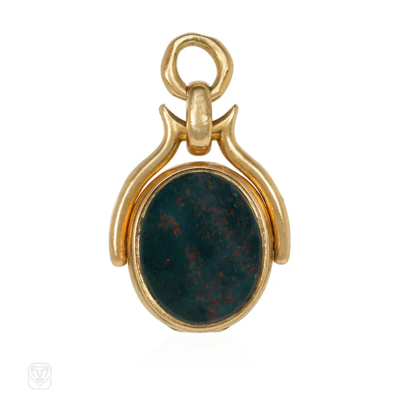 Antique Gold Bloodstone And Jasper Swivel Locket