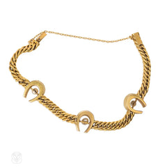 Antique gold curblink horseshoe bracelet