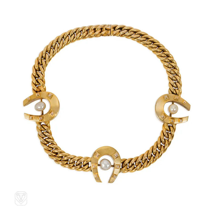 Antique Gold Curblink Horseshoe Bracelet