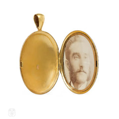 Antique gold double-sided engraved locket