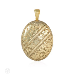 Antique gold double-sided engraved locket