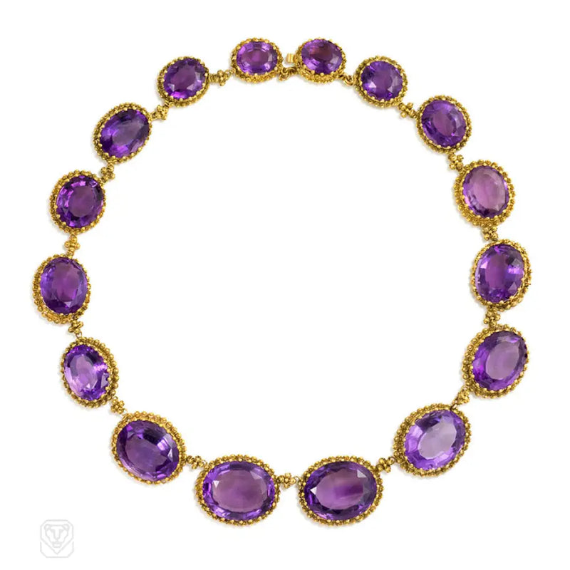 Antique Gold Filigree And Amethyst Rivière