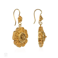 Antique gold flower earrings