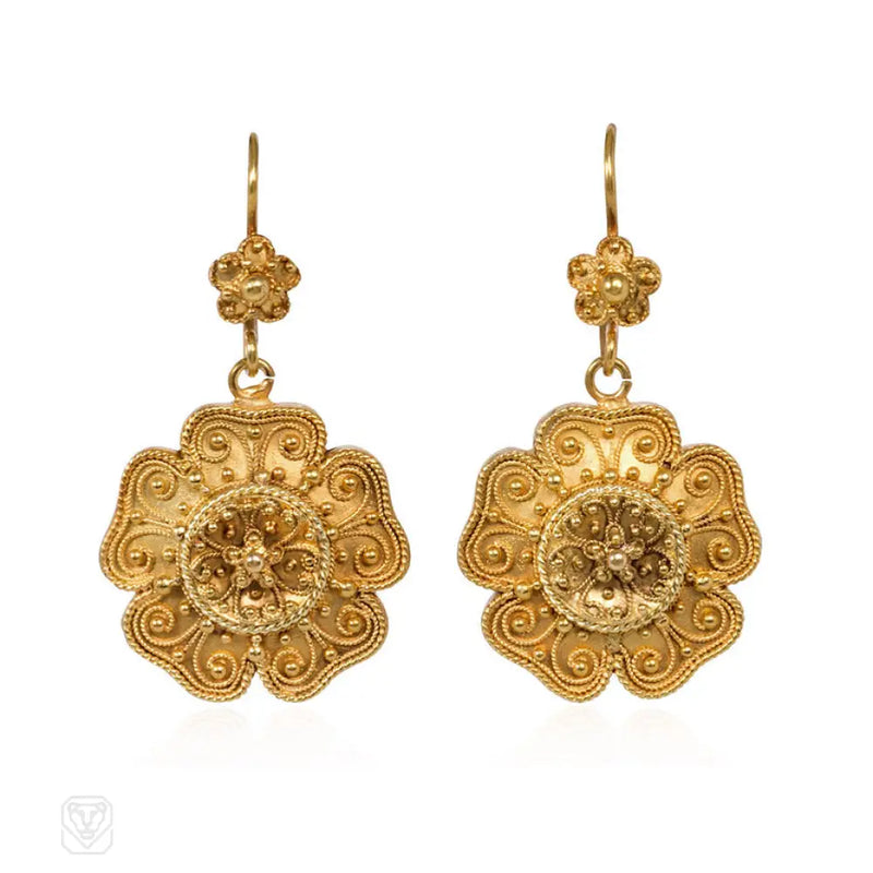 Antique Gold Flower Earrings