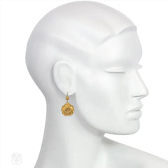 Antique gold flower earrings