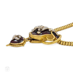 Antique gold, garnet and diamond serpent motif necklace