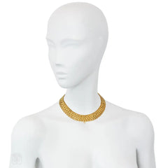 Antique gold geometric link bracelets, convertible to necklace