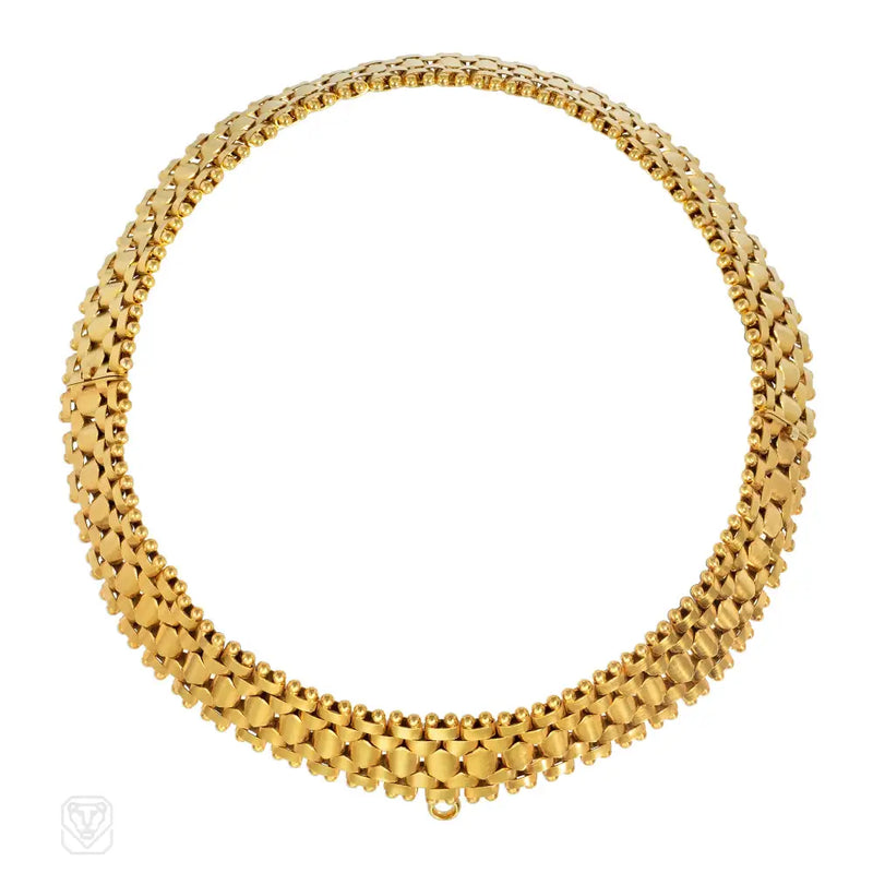 Antique gold geometric link bracelets convertible to necklace