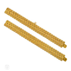 Antique gold geometric link bracelets, convertible to necklace